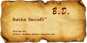 Batka Dezső névjegykártya